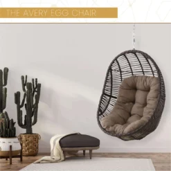Mod Avery 1 Person Brown Steel Egg Swing Taupe -Patio Paradise Shop 3a3a08d0 d35b 4221 a925 b6b5f806e6a1
