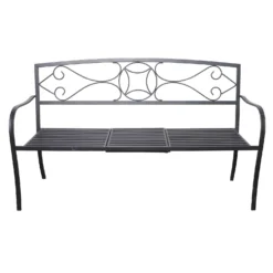 Alpine Black Cast Iron Garden Bench 34 In. H X 59 In. L X 21 In. D