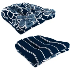 Jordan Manufacturing Navy Blue/White Polyester Wicker Seat Cushion 4 In. H X 18 In. W X 18 In. L