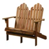 Linon Home Decor Tahoe Brown Wood Adirondack Patio Bench 37.99 In. H X 52.36 In. L X 37.4 In. D
