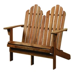Linon Home Decor Tahoe Brown Wood Adirondack Patio Bench 37.99 In. H X 52.36 In. L X 37.4 In. D