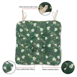 Classic Accessories Frida Kahlo Green/White Flores Dulces Polyester Chair Cushion 5 In. H X 19 In. W -Patio Paradise Shop 4425b20d 9ca2 4543 9464 3f43d7a72fff