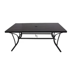 Living Accents Pacifica Black Rectangular Aluminum Slat Top Dining Table