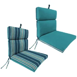 Jordan Manufacturing Multicolored French Edge Polyester Reversible Chair Cushion 3.5 In. H X 21 In.