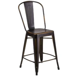 Flash Furniture 1 Pk Brown Metal Contemporary Bar Stool