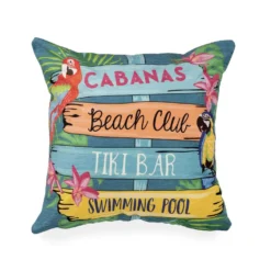 Liora Manne Illusions Multicolored Summer Signs Polyester Throw Pillow 6 In. H X 18 In. W X 18 In. L