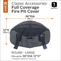 Classic Accessories 12 In. H X 36 In. W Black Polyester Fire Pit Cover -Patio Paradise Shop 4620eb42 1689 4cf6 a9b8 3e043a3ffe60