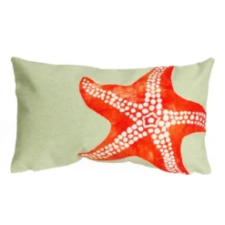 Liora Manne Visions II Seafoam Starfish Polyester Throw Pillow 12 In. H X 2 In. W X 20 In. L