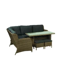 Living Accents Ashton 6 Pc Greige Steel Modular Sectional Deep Seating Set Charcoal