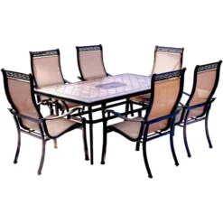 Hanover Monaco 7 Pc Bronze Aluminum Sling Dining Set
