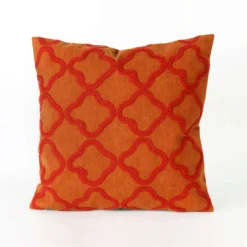Liora Manne Visions I Orange Crochet Tile Polyester Throw Pillow 20 In. H X 2 In. W X 20 In. L