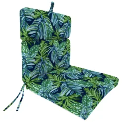 Jordan Manufacturing Blue/Green Floral Polyester Chair Cushion 4 In. H X 22 In. W X 44 In. L