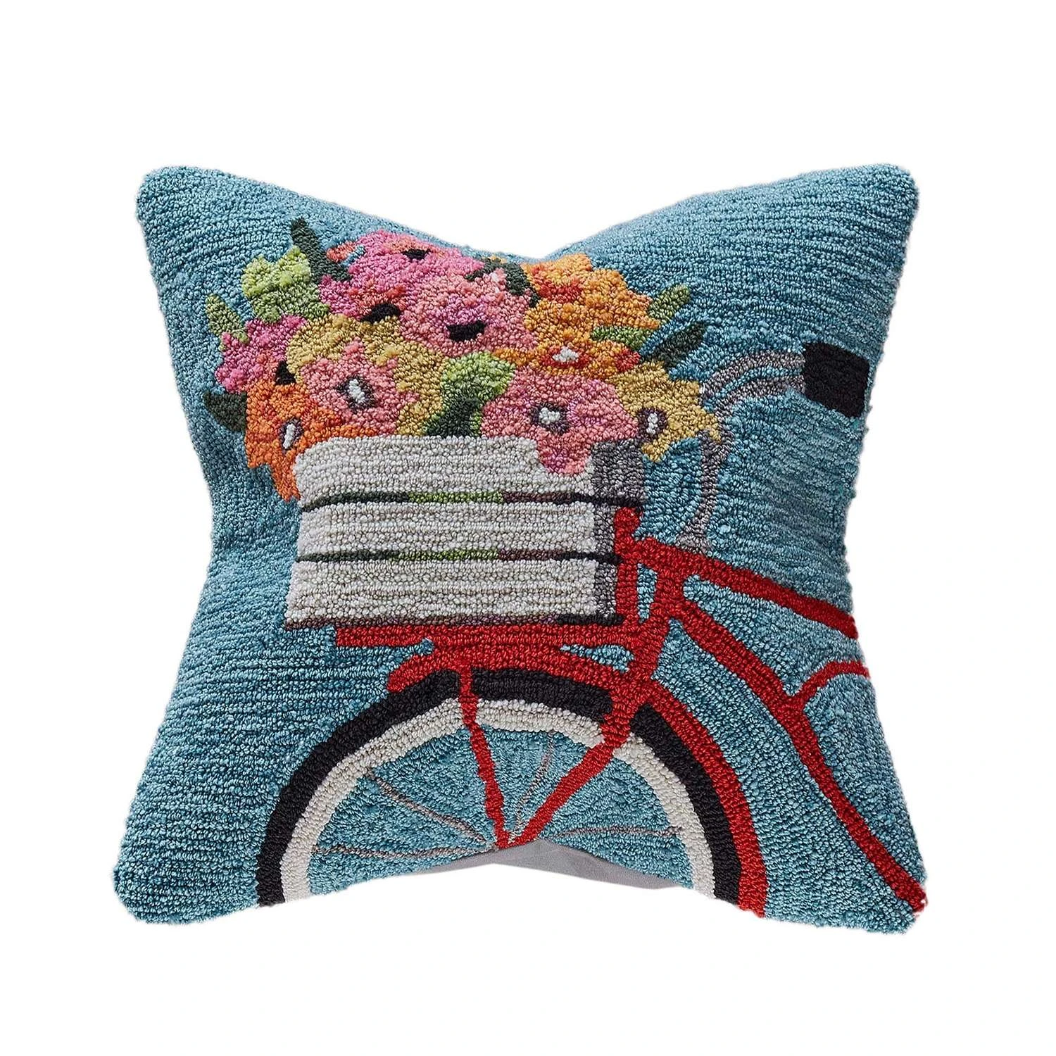 Liora Manne Frontporch Blue Bike Ride Polyester Throw Pillow 18 In. H X 2 In. W X 18 In. L 1 Liora Manne Frontporch Blue Bike Ride Polyester Throw Pillow 18 In. H X 2 In. W X 18 In. L