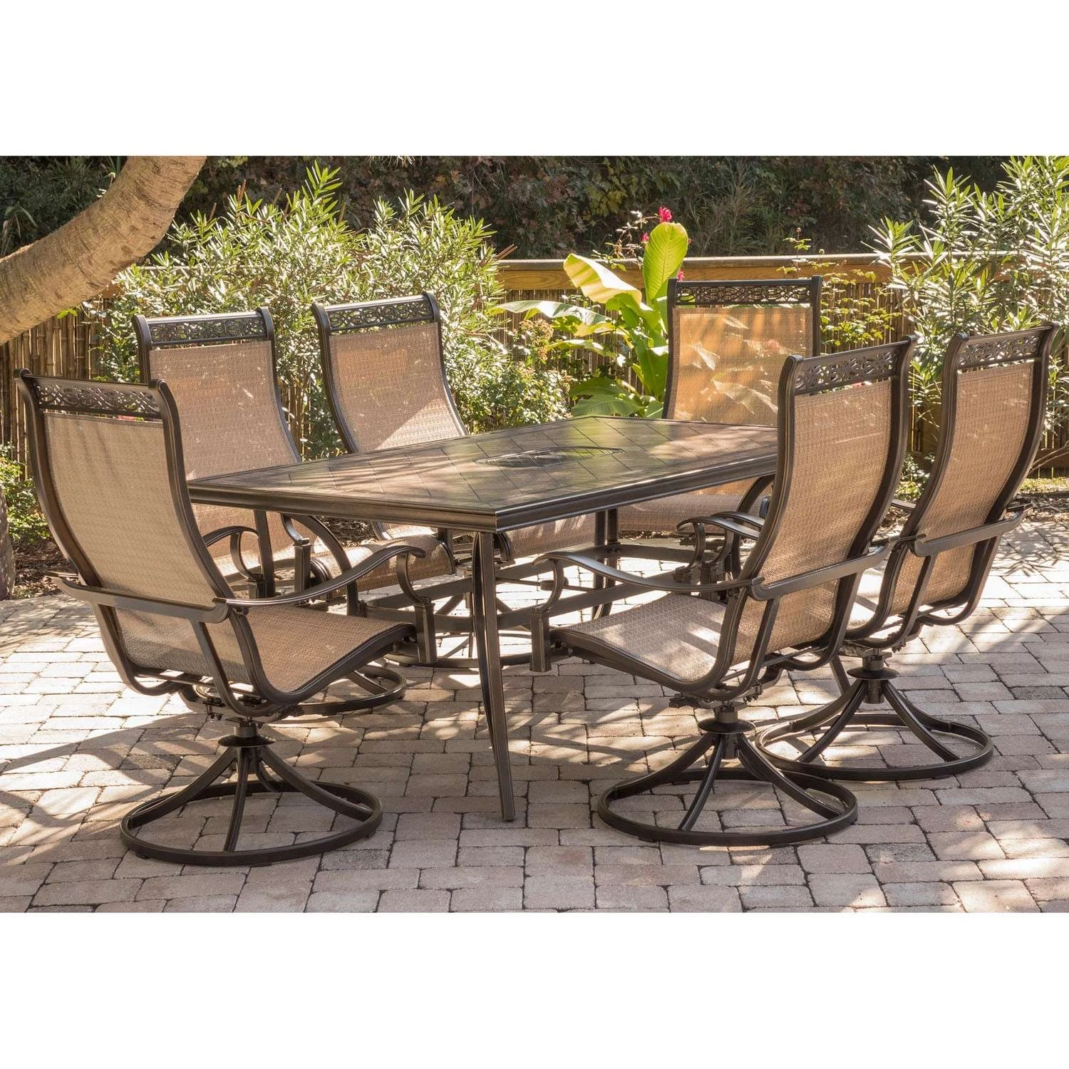 Hanover Monaco 7 Pc Bronze Aluminum Swivel Patio Set 2 Hanover Monaco 7 Pc Bronze Aluminum Swivel Patio Set - Image 2