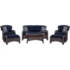 Hanover Corolla 6 Pc Brown Steel Traditional Deep Seating Set Navy