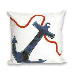 Liora Manne Visions I White Anchor Polyester Throw Pillow 20 In. H X 2 In. W X 20 In. L