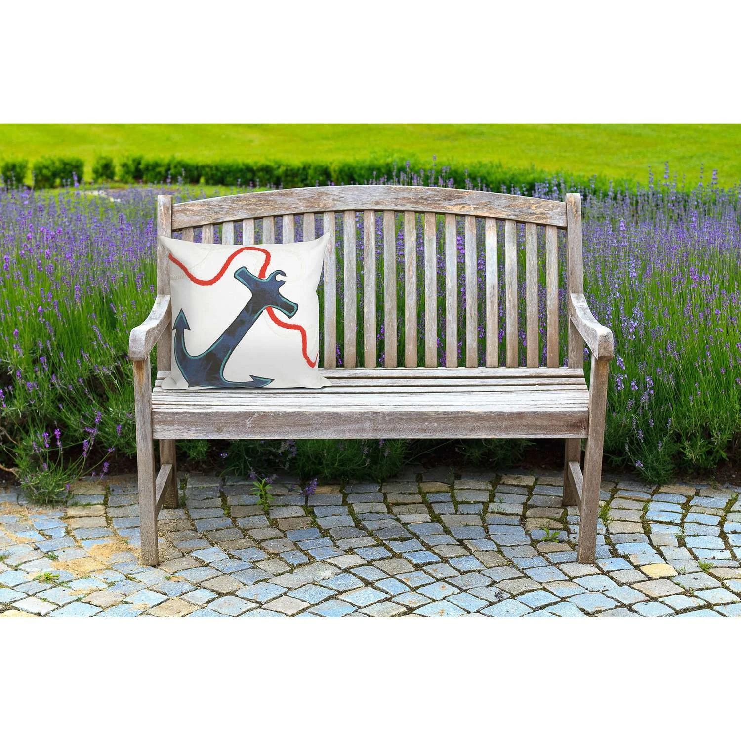 Liora Manne Visions I White Anchor Polyester Throw Pillow 20 In. H X 2 In. W X 20 In. L 2 Liora Manne Visions I White Anchor Polyester Throw Pillow 20 In. H X 2 In. W X 20 In. L - Image 2