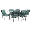 Hanover Lavallette 7 Pc Black Steel Transitional Dining Set Ocean Blue