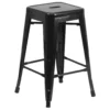 Flash Furniture 1 Pc Black Galvanized Steel Industrial Bar Stool