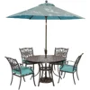 Hanover Traditions 5 Pc Bronze Aluminum Traditional Dining Set Blue