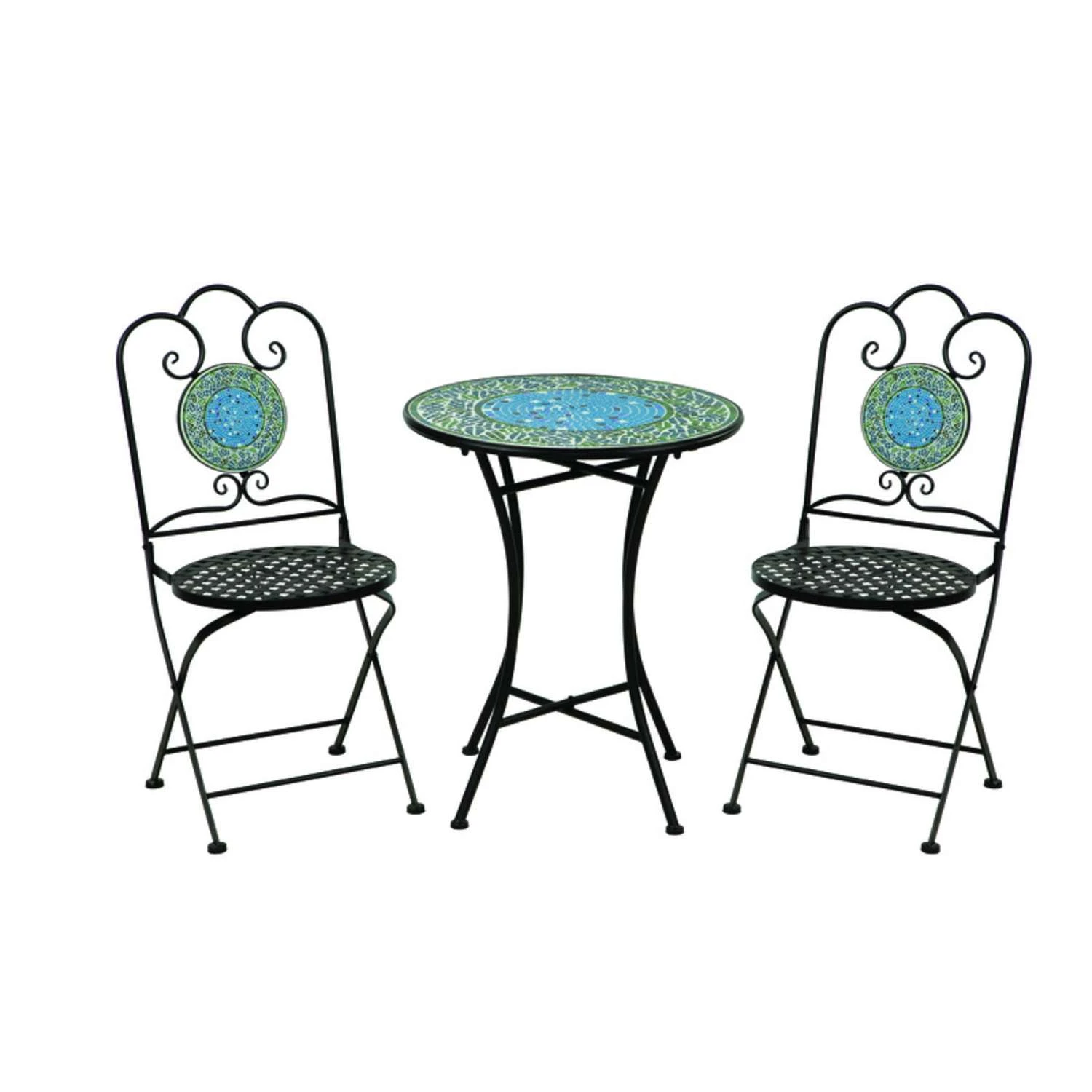 Infinity Infinity 3 Pc Black Steel Casual Bistro Set 2 Infinity Infinity 3 Pc Black Steel Casual Bistro Set - Image 2