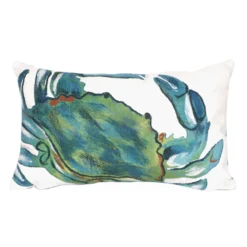 Liora Manne Visions III Sea Blue Crab Polyester Throw Pillow 12 In. H X 2 In. W X 20 In. L