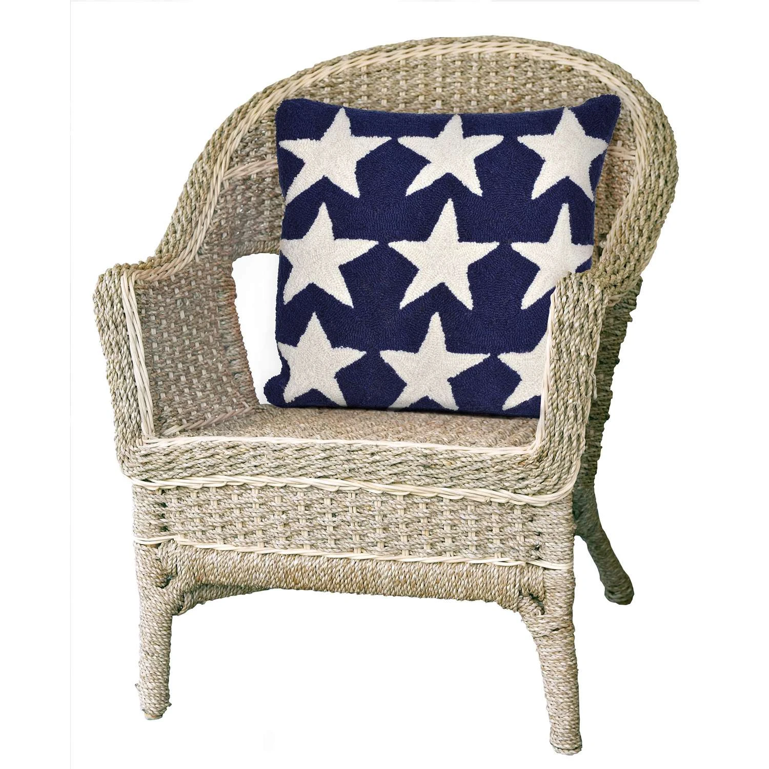 Liora Manne Frontporch Blue Stars Polyester Throw Pillow 18 In. H X 2 In. W X 18 In. L 2 Liora Manne Frontporch Blue Stars Polyester Throw Pillow 18 In. H X 2 In. W X 18 In. L - Image 2