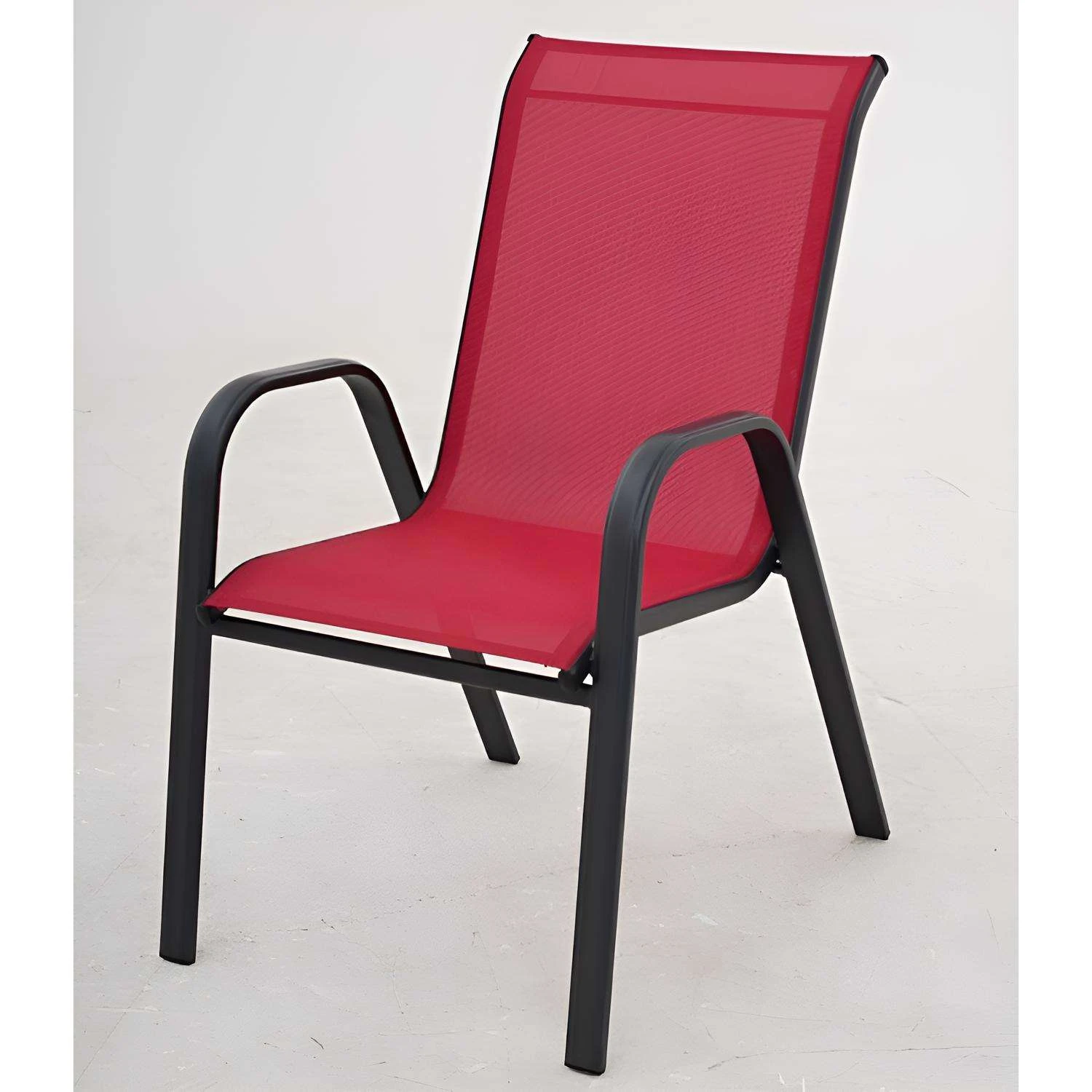Living Accents Black Steel Frame Sling Chair Red 1 Living Accents Black Steel Frame Sling Chair Red