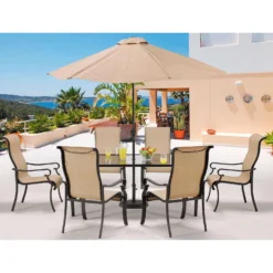 Cambridge Hammond 9 Pc Brown Aluminum Classic Dining Set With Umbrella -Patio Paradise Shop 66a4039c 202f 4129 86ca fee33fdf5e5d