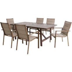 Mod Atlas 7 Pc Tan Steel Modern Dining Set Tan
