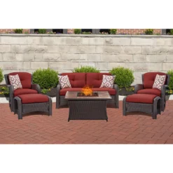Hanover Strathmere 6 Pc Espresso Steel Traditional Fire Pit Set Crimson Red 8 Hanover Strathmere 6 Pc Espresso Steel Traditional Fire Pit Set Crimson Red -Patio Paradise Shop 6912b16a cfa0 4f23 913b f692ea370828