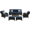 Hanover Strathmere 6 Pc Aged Barrel Steel Transitional Deep Seating Set Navy Blue