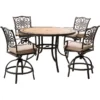 Hanover Monaco 5 Pc Bronze Aluminum High Dining Set Tan