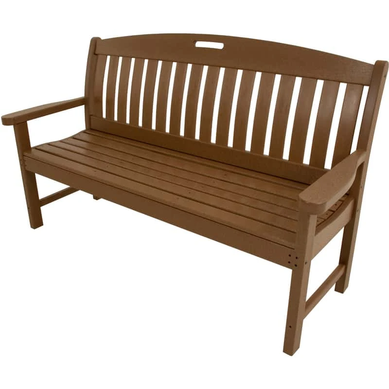 Hanover All-Weather Teak HDPE Avalon Porch Bench 37.5 In. H X 60 In. L X 51.75 In. D 1 Hanover All-Weather Teak HDPE Avalon Porch Bench 37.5 In. H X 60 In. L X 51.75 In. D
