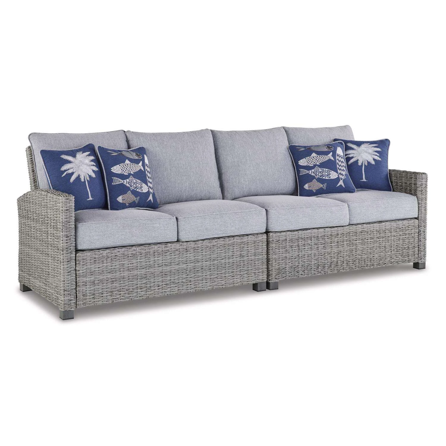 Signature Design By Ashley Naples Beach Gray Aluminum Frame Loveseat Blue 2 Signature Design By Ashley Naples Beach Gray Aluminum Frame Loveseat Blue - Image 2