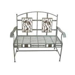 Alpine Silver Cast Iron Birds On Branches Garden Bench 41 In. H X 45 In. L X 22 In. D
