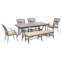 Hanover Monaco 6 Pc Bronze Aluminum Casual Dining Set Tan