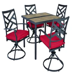 Living Accents New Castle 5 Pc Black Steel Dining Set Red