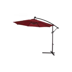 Sun-Ray 10 Ft. Tiltable Red Solar Market Offset Umbrella
