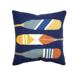 Liora Manne Frontporch Navy Paddles Polyester Throw Pillow 18 In. H X 6 In. W X 18 In. L