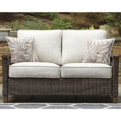 Signature Design By Ashley Paradise Trail Brown Aluminum Frame Conversation Loveseat Brown