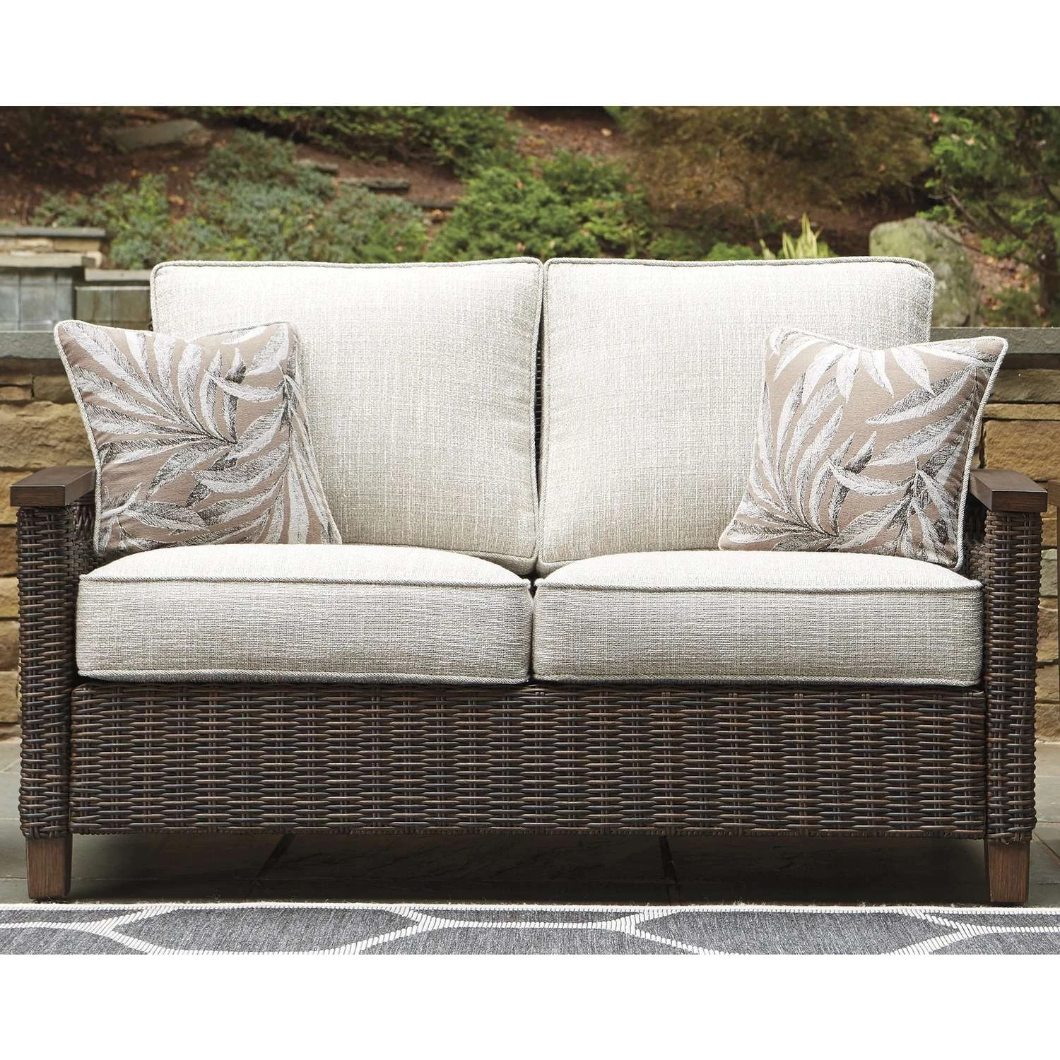 Signature Design By Ashley Paradise Trail Brown Aluminum Frame Conversation Loveseat Brown 1 Signature Design By Ashley Paradise Trail Brown Aluminum Frame Conversation Loveseat Brown