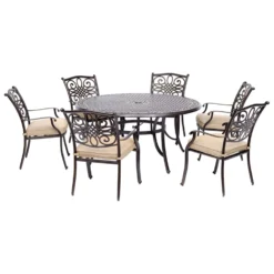 Hanover Traditions 7 Pc Bronze Aluminum Traditional Dining Set Tan