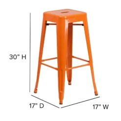 Flash Furniture 1 Pc Orange Galvanized Steel Industrial Bar Stool -Patio Paradise Shop 7b7c3204 abe0 4918 a31d f87b446cc759