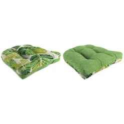 Jordan Manufacturing Green/White Polyester Reversible Seat Cushion 4 In. H X 18 In. W X 18 In. L