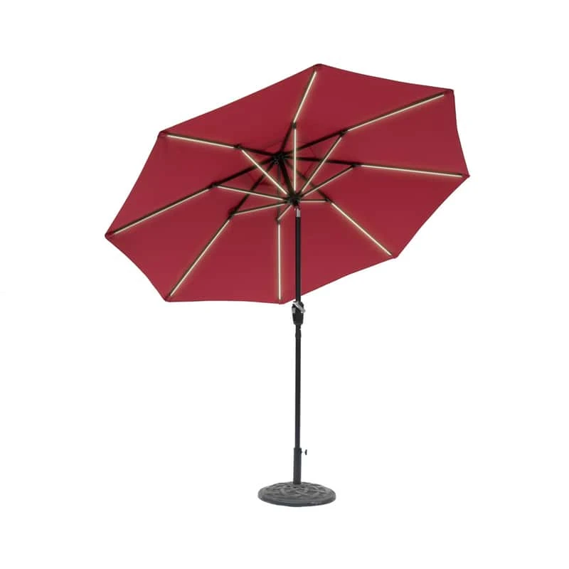 Sun-Ray Next Gen 9 Ft. Tiltable Red Solar Lighted Umbrella 1 Sun-Ray Next Gen 9 Ft. Tiltable Red Solar Lighted Umbrella