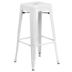 Flash Furniture 1 Pc White Galvanized Steel Industrial Bar Stool
