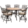 Hanover Monaco 7 Pc Tan Aluminum Swivel Dining Set