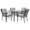 Hanover Lavallette 5 Pc Black Steel Transitional Dining Set Gray