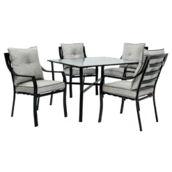 Hanover Lavallette 5 Pc Black Steel Transitional Dining Set Gray